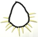 Voodoo Necklace - Black with Plastic Ivory