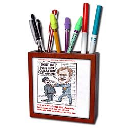 Londons Times Funny Panel Hollywood Cartoons - Alex Trebek With Legal Problems - Tile Pen Holders-5 inch tile pen holder