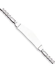 14K White Gold 13mm Figaro ID Bracelet With Lobster Clasp - 8 Inch