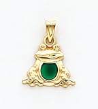 Green Enameled Frog Charm, 14K Yellow Gold