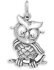 Sterling Silver Oxidized Owl Charm
