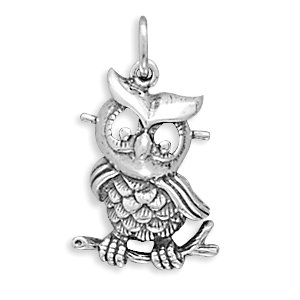 Oxidized Owl Charm