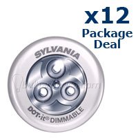 Sylvania DOT-IT Dimmable Silver 12 Pack Self-Adhesive Bright White LED Light