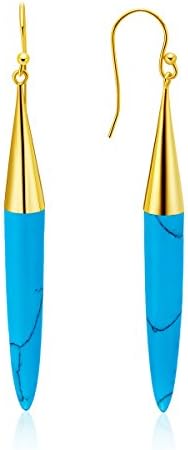Victoria Jewelry 18K Gold Plated Sterling Silver Synthetic Turquoise Dangle Drop Earrings - Xmas Gifts for Women