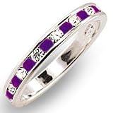 CRYSTAL BANDS - Sterling Silver Clear and Amethyst Swarovski Crystal Band