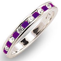 Women's Stone Band Amethyst Swarovski Crystal Ring, Sterling Silver .925