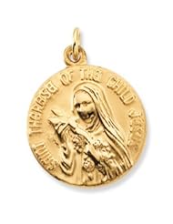 14K Yellow Gold 18.00 mm St. Theresa Medal