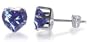 Nickel Free 6mm Heart Blue Sapphire Cubic Zirconia .925 Sterling Silver Post Back Stud Earrings