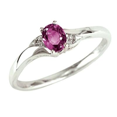 Pink Tourmaline Gemstone Ring with Diamonds in 10K White Gold