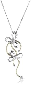 Two-Colour 9 Carat Gold Diamond Flower Pendant Necklace