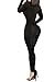 Rokiney Black Low-cut Solid Color Long Sleeve Jumpsuit Full Length L For Women