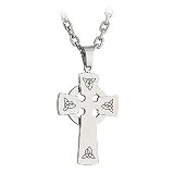 Stainless Steel Engraved Celtic Cross Pendant Necklace - Made in Ireland