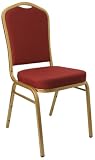 Crown Back Stacking Banquet Restaurant Retail Office Chair with Gold Frame, Burgundy