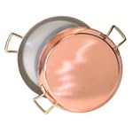 13.5 Inch Copper Paella Pan with Brass Plated Handles by La Tienda