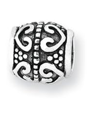Heart Barrel Charm in Silver for 3mm Charm Bracelets