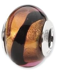 Sterling Silver Copper/Black Italian Murano Glass Charm