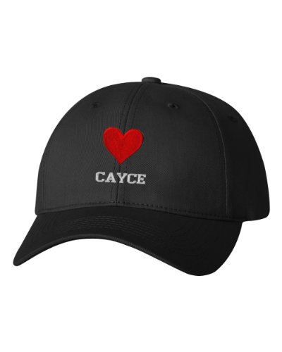 I Love Heart Cayce Sc City Embroidered Cap Hat Black