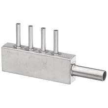 Stainless Steel Hypodermic Tubing Manifold, Inlet- 9 Gauge, 4 Outlets- 16 Gauge