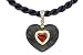 Jewelry : 1 7/8 Carat Garnet and Granite 14K Yellow Gold and Diamond Heart Pendant w/Chain