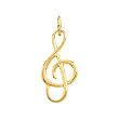 14K Yellow Gold Treble Clef Musical Note Charm