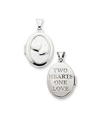 14k Gold White Gold 17mm Double Hearts Oval Locket