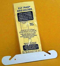 E-Z TRASH BAG HOLDER turns grocery bags into trash bags