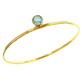 2mm Bangle Bracelet with Round Bezel Set Aquamarine by Solomon Brothers Fine Jewelry