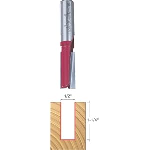 Freud 12-118 1/2-Inch Diameter by 1-1/4-Inch Double Flute Straight Router Bit with 1/2-Inch Shank