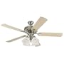 Westinghouse 7205600 Winchester Four-Light 52-Inch Five-Blade Ceiling Fan, Brushed Nickel with Frosted White Alabaster Globes