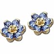 14kt Yellow Gold Floral Blue Topaz Earrings