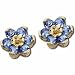 14kt Yellow Gold Floral Blue Topaz Earrings