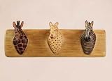 Wall Coat Hooks: "Trophy Room" Carved Safari Animals Wall Coat Hanger - Aspen Country Store
