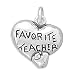 Heart Charm with Favorite Teacher and Apple