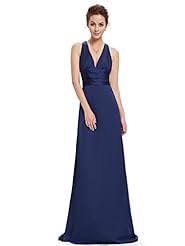 V-neck Fall Floor Length Natural   Waistline Sheath Satin Lace Bridesmaid Dress 