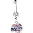 Nba Los Angeles Clippers Crystalline Gem Belly Ring