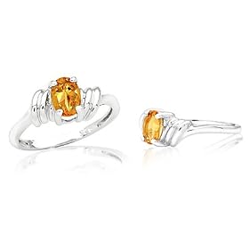 Oval Cut Citrine Ring in Sterling Silver