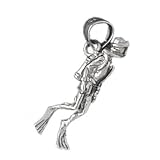 CleverSilver's Sterling Silver Pendant 3-D Scuba Diver