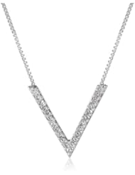 Vince Camuto Crystal Classics Silver Pave V Necklace, 16"