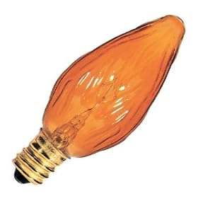 Bulbrite 25F10A 25W Fiesta Style Chandelier Bulb, Candelabra Base, Amber by Bulbrite