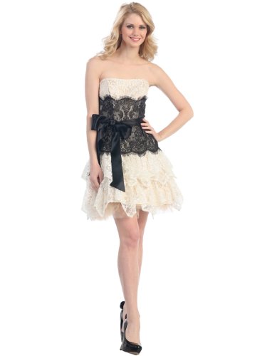 ... Sung Boutique Womenâ€™s Lace Semi-Formal Cocktail Dress L IvoryBlack