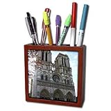 Lenas Photos - Paris - Standing tall and proud is the Cathedral of Notre Dame in France - Tile Pen Holders-5 inch tile pen holder