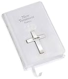 Soft White Leather New Testament with Sterling Silver Cross