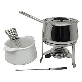 Chantal 2-Quart Stainless and 1-3 4-Quart Ceramic Fondue Combo, White by Chantal - DROP SHIP
