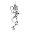 Three Dimensional Whimsical Prince Charming Frog with Crown Pendant in Sterling Silver, #8085