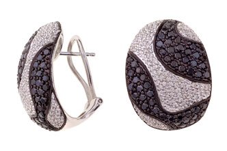 14K White Gold Black & White Diamond Earrings