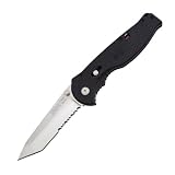 SOG Specialty Knives & Tools FSAT98-CP Flash II Tanto Knife with Partially Serrated Folding 3.5-Inch Steel Blade and GRN Handle, Satin Finish