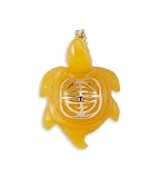 14k Gold Long Life Turtle Charm Yellow Jade Pendant 31DT6DodEDL. SL160 14k Gold Long Life Turtle Charm Yellow Jade Pendant