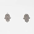 Tiny Decorative Hamsa Hand Post Earrings in Sterling Silver, #7432