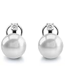 South Sea Pearl Diamond Leverback Stud Earrings in 18K Gold