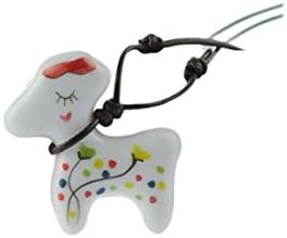 Easting Necklace with Ceramics Color Deer as Pendant Porcelain Sweater Chain (A)